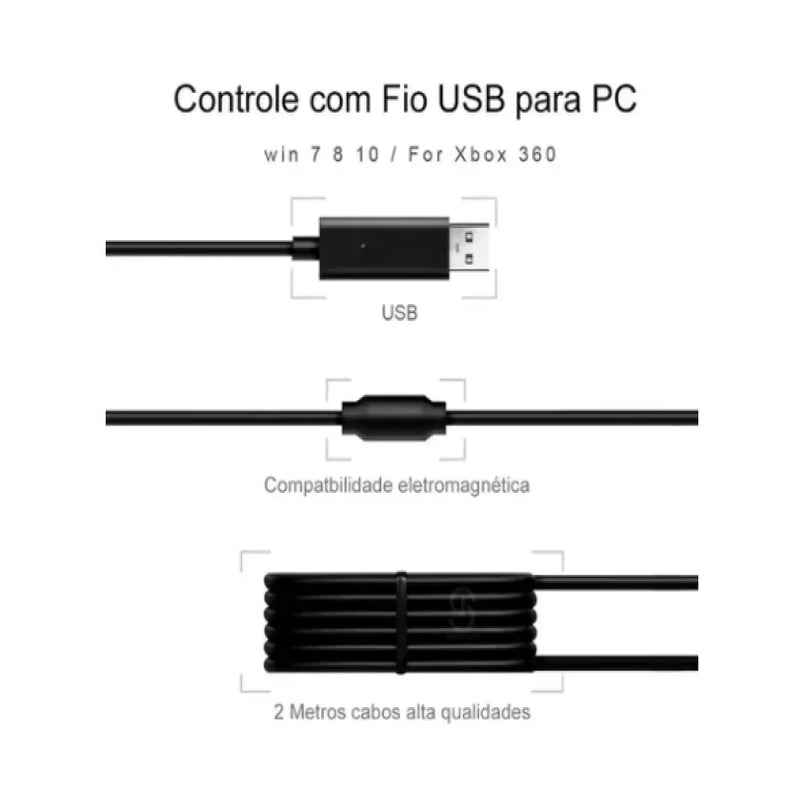 Controle de Xbox 360, PC 2 em 1 - F7X Shop