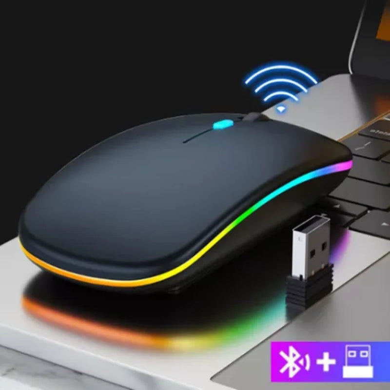 Mouse Bluetooth RGB Bateria Interna Recarregável Longa Duração