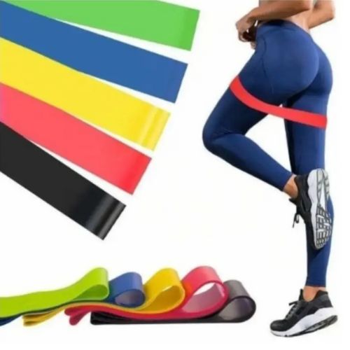 Kit com 5 Faixas Elásticas Para Exercícios Multifuncional