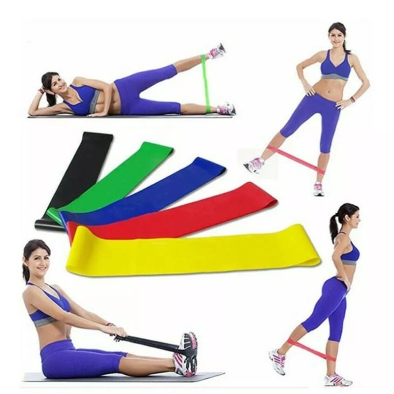 Kit com 5 Faixas Elásticas Para Exercícios Multifuncional