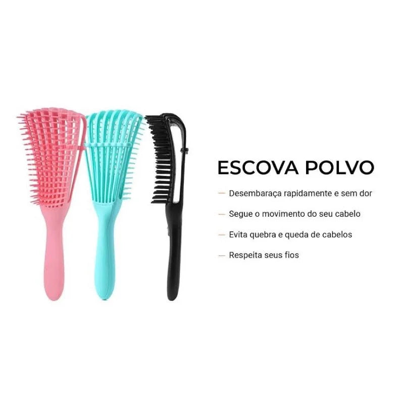 Escova Polvo para Cabelo Encaracolado Detangler - F7X Shop