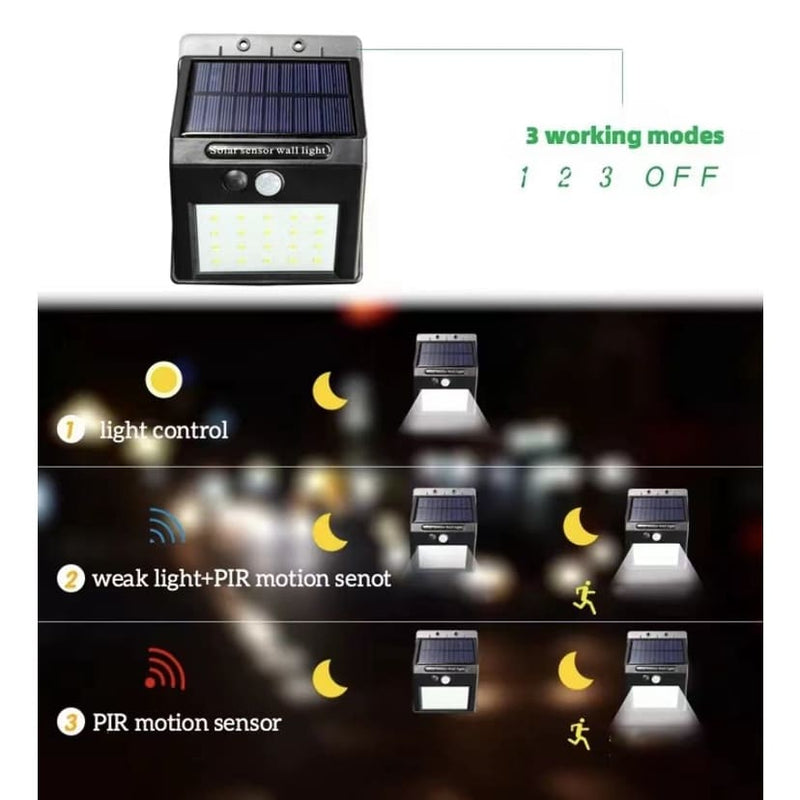 Luminária Solar Luz Led Com Sensor De Presença Automático