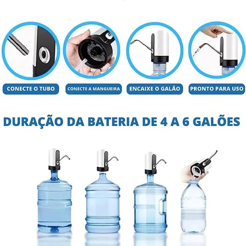 Bomba Elétrica Universal para Galão de Água com carregamento USB - F7X Shop