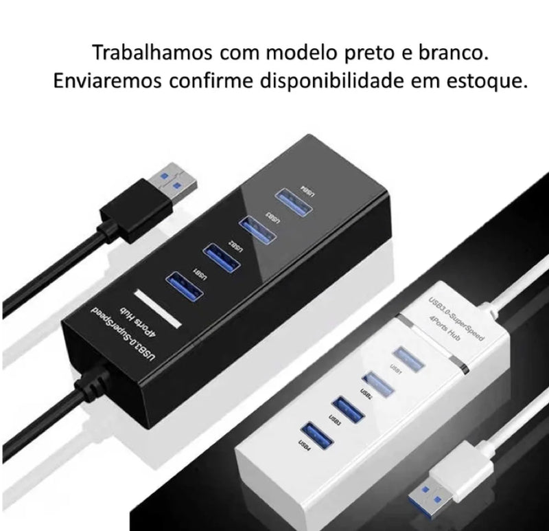 Hub USB 3.0 4 portas Expansor Rápido 5 Gbps Alta Velocidade Alta Resistência - F7X Shop