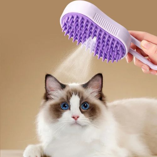 Escova Elétrica a Vapor para Pets: Limpeza, Massagem e Hidratação para Cães e Gatos!