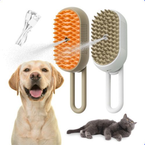 Escova Elétrica a Vapor para Pets: Limpeza, Massagem e Hidratação para Cães e Gatos!