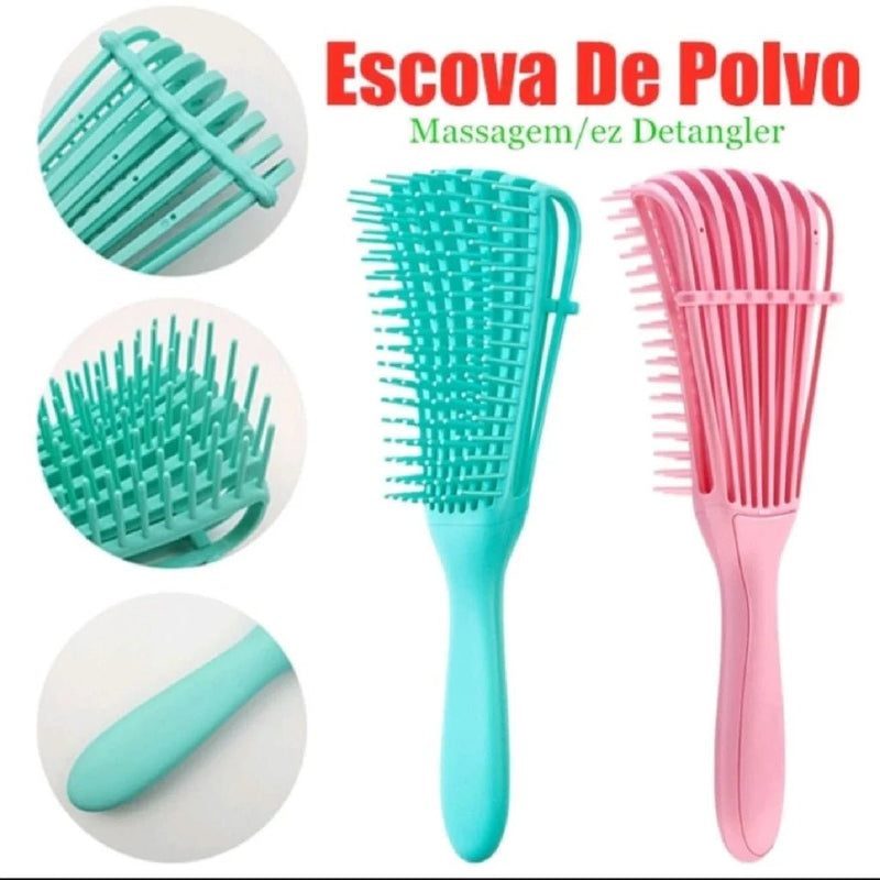 Escova Polvo para Cabelo Encaracolado Detangler - F7X Shop