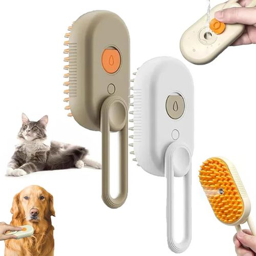 Escova Elétrica a Vapor para Pets: Limpeza, Massagem e Hidratação para Cães e Gatos!