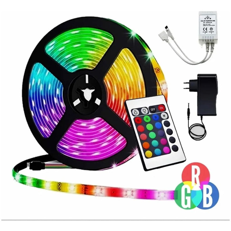 Fita Led RGB com 5 Metros + Controladora e Fonte - F7X Shop