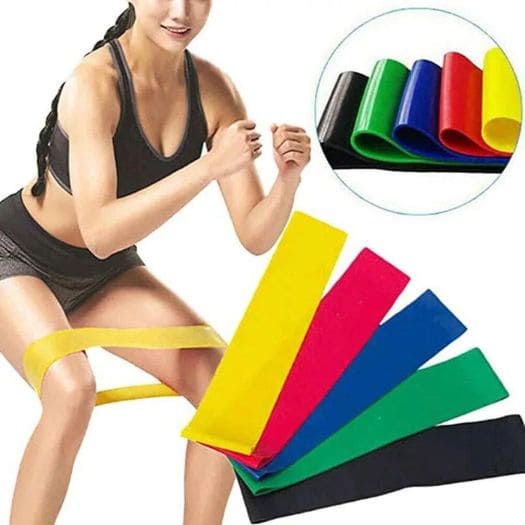 Kit com 5 Faixas Elásticas Para Exercícios Multifuncional