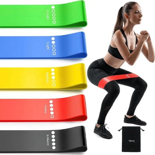 Kit com 5 Faixas Elásticas Para Exercícios Multifuncional