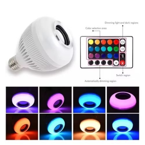 Lâmpada Led Bluetooth com Alto - Falante e Controle Remoto: Música e Cores em um Só Produto - F7X Shop