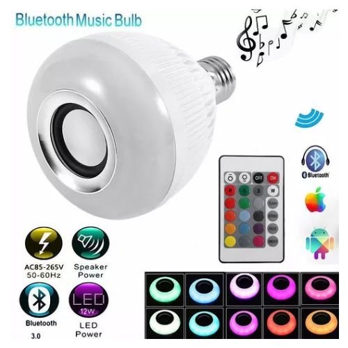 Lâmpada Led Bluetooth com Alto - Falante e Controle Remoto: Música e Cores em um Só Produto - F7X Shop