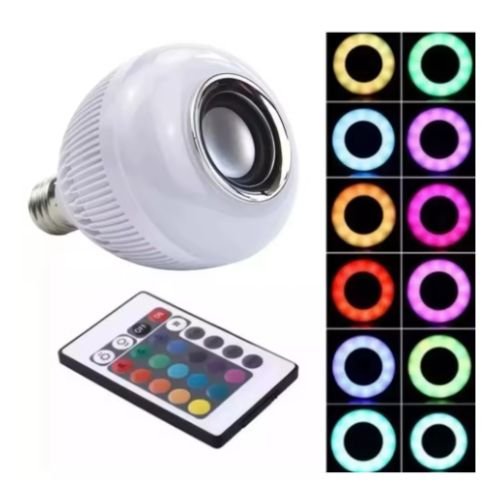 Lâmpada Led Bluetooth com Alto - Falante e Controle Remoto: Música e Cores em um Só Produto - F7X Shop