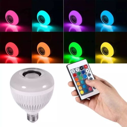 Lâmpada Led Bluetooth com Alto - Falante e Controle Remoto: Música e Cores em um Só Produto - F7X Shop