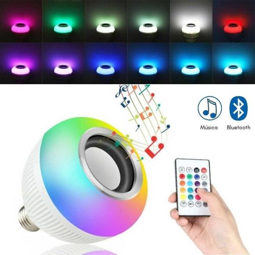 Lâmpada Led Bluetooth com Alto - Falante e Controle Remoto: Música e Cores em um Só Produto - F7X Shop