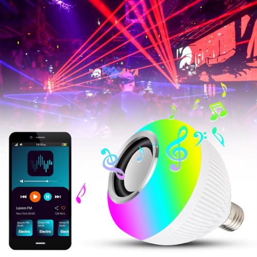 Lâmpada Led Bluetooth com Alto - Falante e Controle Remoto: Música e Cores em um Só Produto - F7X Shop