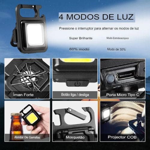 Mini Lanterna Led Multifuncional Chaveiro Pingente Luz