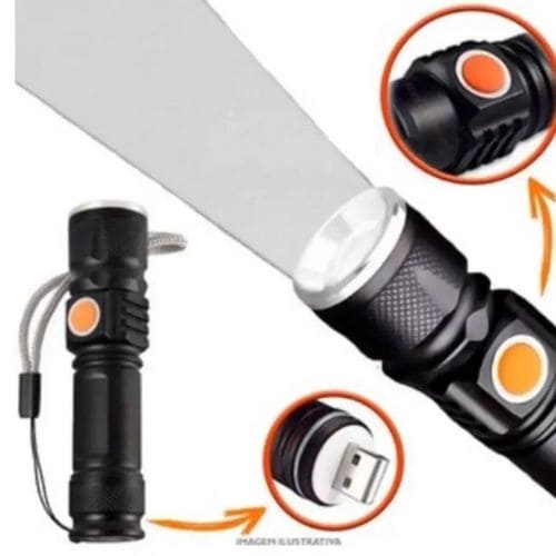 Lanterna Profissional LED Compacta Recarregável USB