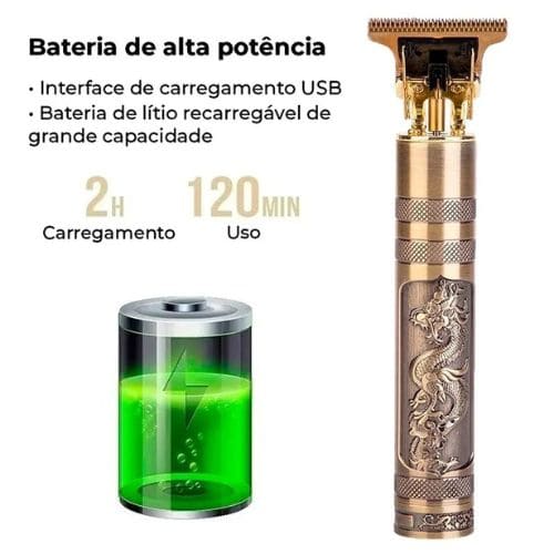 Máquina de Cortar Cabelo e Barba Recarregável USB Dragon Vintage Original