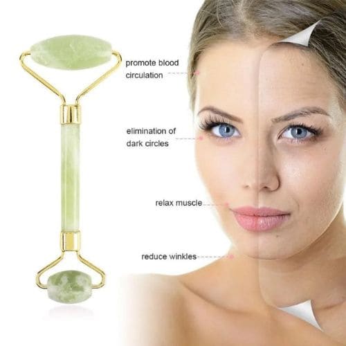 Massageador Facial Anti Rugas Rolinho Pedra de Jade