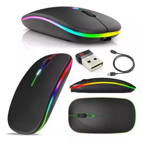 Mouse Bluetooth RGB Bateria Interna Recarregável Longa Duração