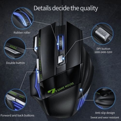 Mouse Gamer Para Jogo Computador 3200dpi com LED Laser X7 USB Botões Profissional