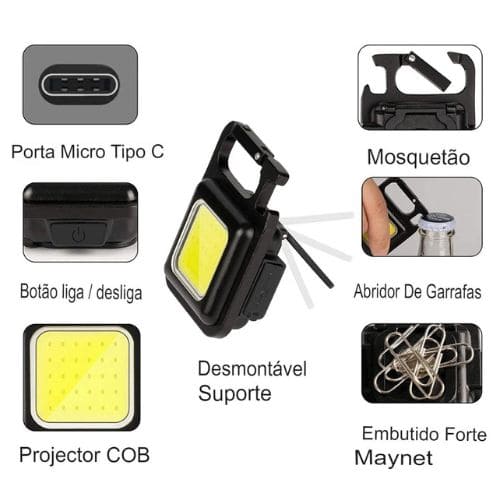 Mini Lanterna Led Multifuncional Chaveiro Pingente Luz