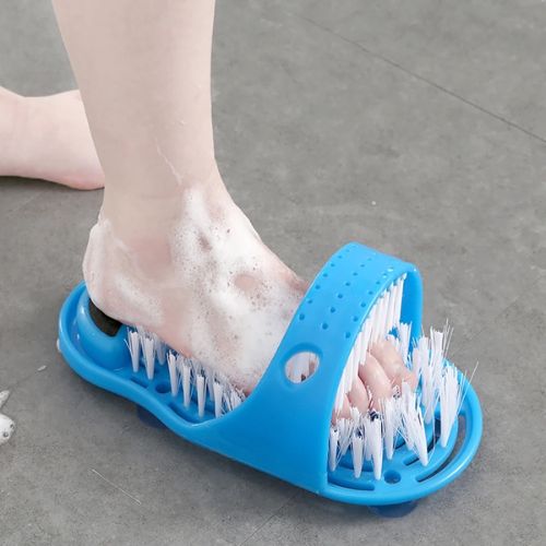 Chinelo Azul com Escova Limpa Pés: Adeus Frieiras e Micoses