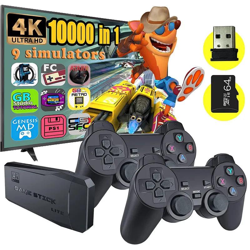 Videogame Nostálgico com 10.000 Jogos Clássicos Game Stick 64GB com 2 Controles - F7X Shop