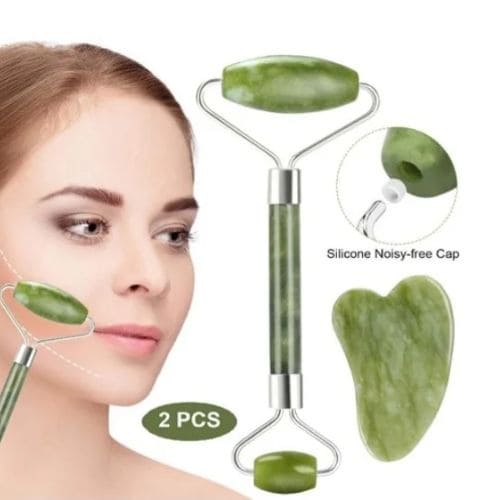 Massageador Facial Anti Rugas Rolinho Pedra de Jade