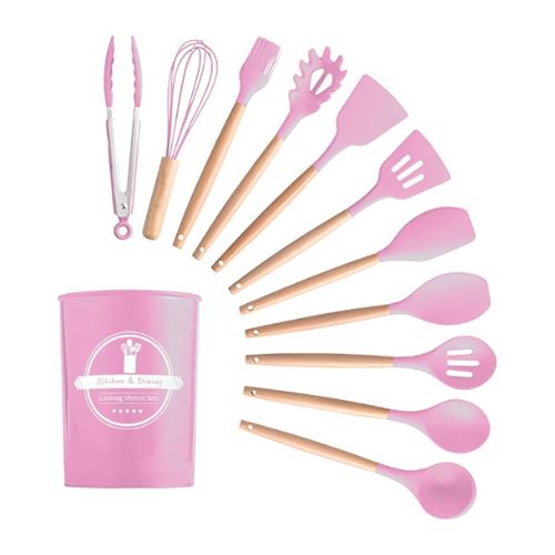 Kit Completo Utensílios de Cozinha em Silicone 12 Peças Antirriscos e Resistentes ao Calor