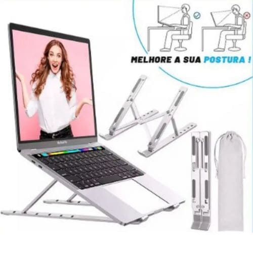 Suporte para Notebook com Base Regulável Plástico Premium Home Office