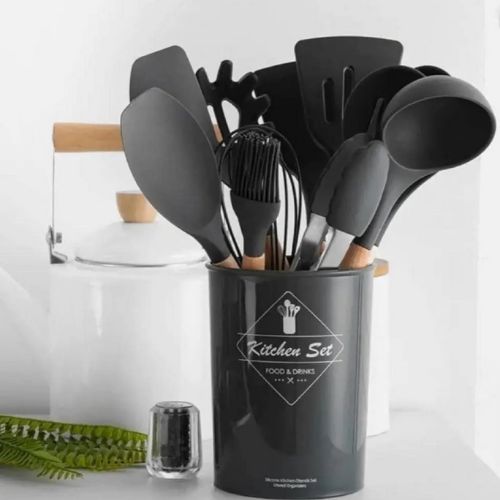 Kit Completo Utensílios de Cozinha em Silicone 12 Peças Antirriscos e Resistentes ao Calor