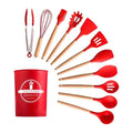 Kit Completo Utensílios de Cozinha em Silicone 12 Peças Antirriscos e Resistentes ao Calor