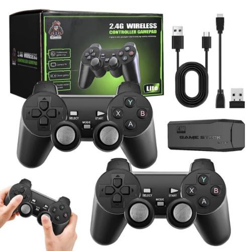 Videogame Nostálgico com 10.000 Jogos Clássicos Game Stick 64GB com 2 Controles