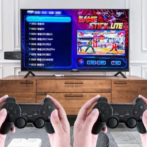 Videogame Nostálgico com 10.000 Jogos Clássicos Game Stick 64GB com 2 Controles