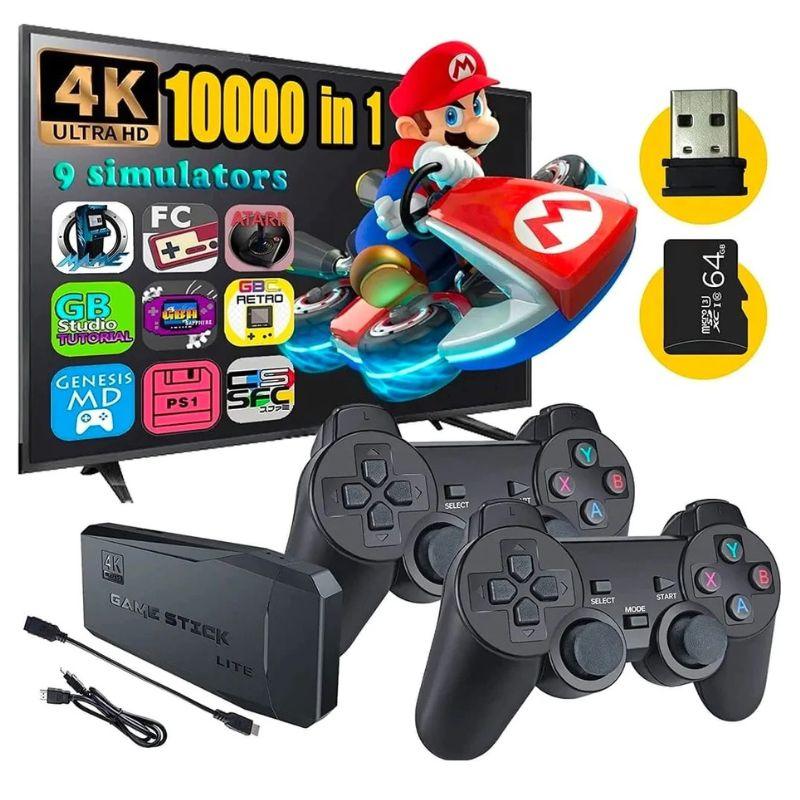 Videogame Nostálgico com 10.000 Jogos Clássicos Game Stick 64GB com 2 Controles - F7X Shop